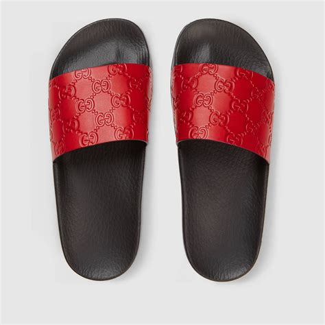 red gucci slides sale|Gucci red slides women.